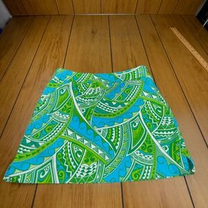 Loudmouth Golf Skort Womens 8 Green Blue Tribal Geometric Mini Skirt Athletic